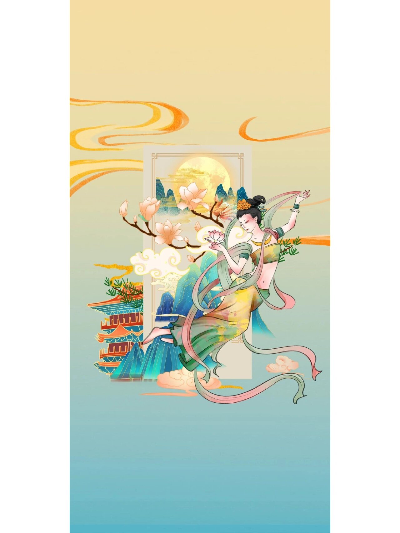 敦煌飞天素材|创意敦煌飞天海报|背景图