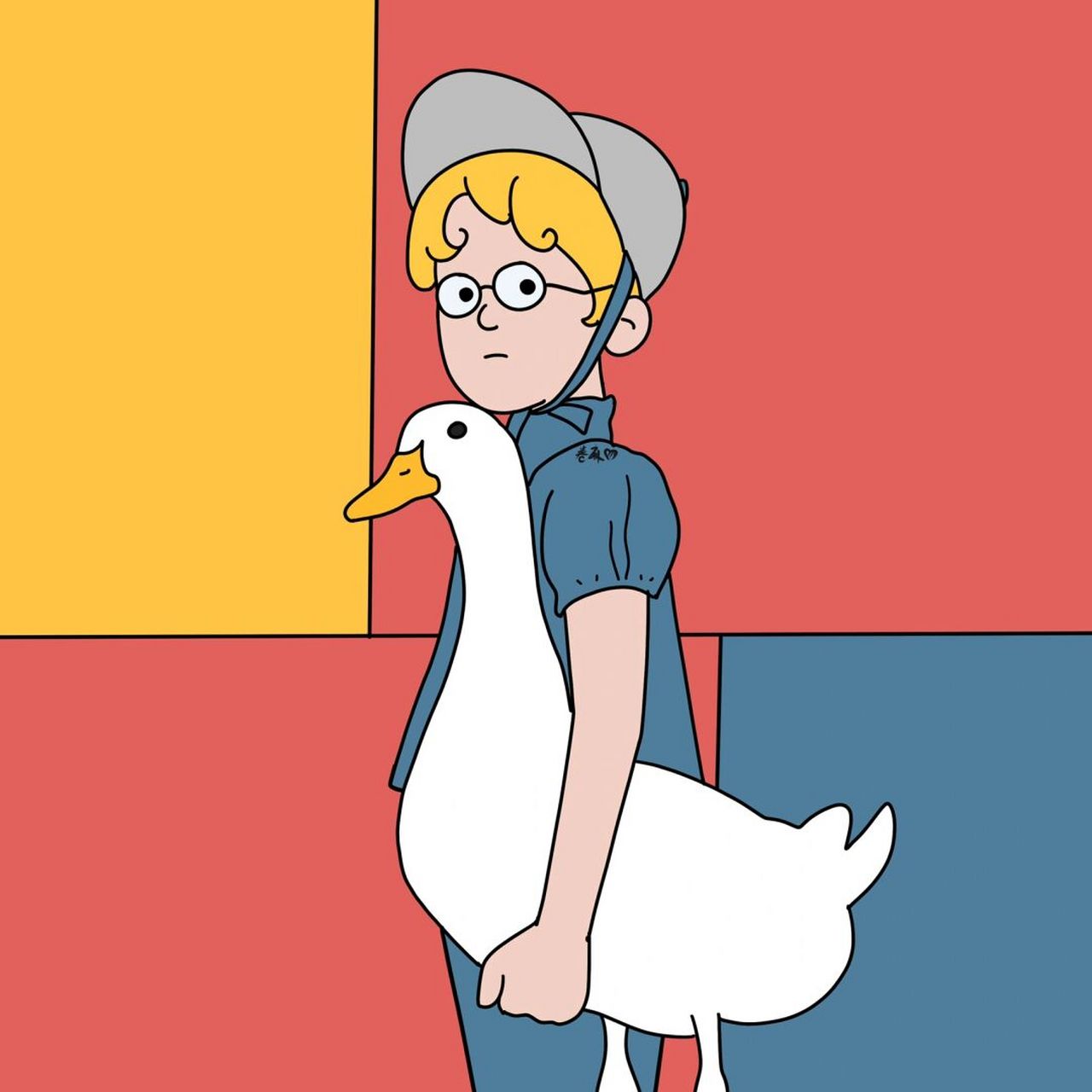 插画 | 情侣头像 | 手抱大白鹅的情侣头像 图片可做个人头像,个人壁纸