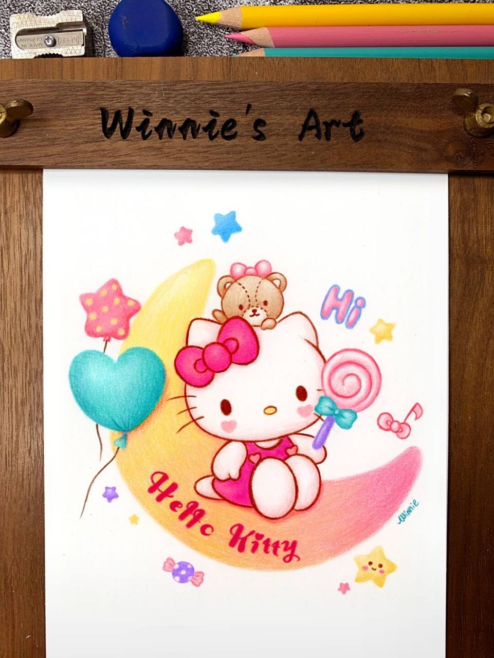 【手绘彩铅卡通】三丽鸥/凯蒂猫/附线稿 老规矩:完整绘画过程视频在