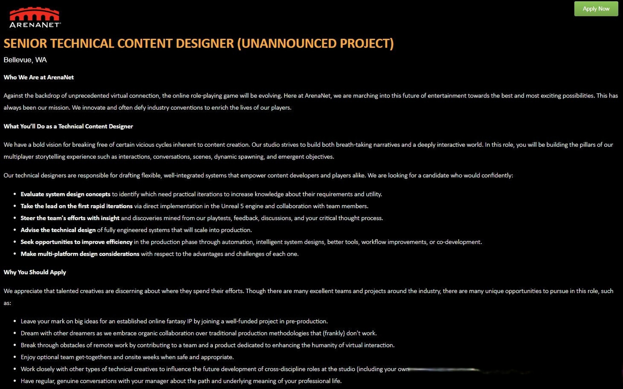 【《激战3》或在开发中】据《激战2》开发商arenanet的未公开项目招聘