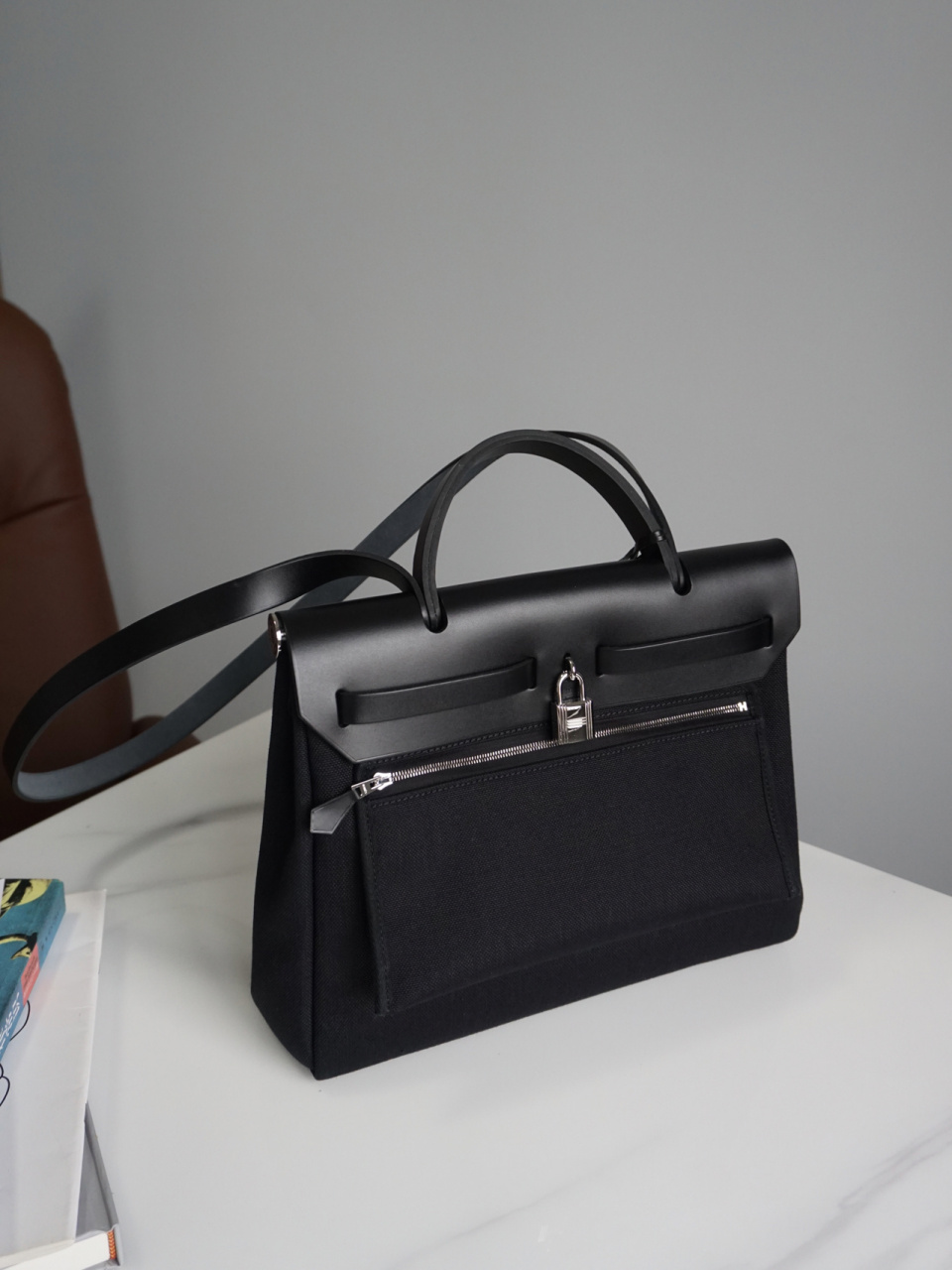 超帅通勤包 爱马仕herbag全黑 7815 某一天突然觉得herbag黑色好