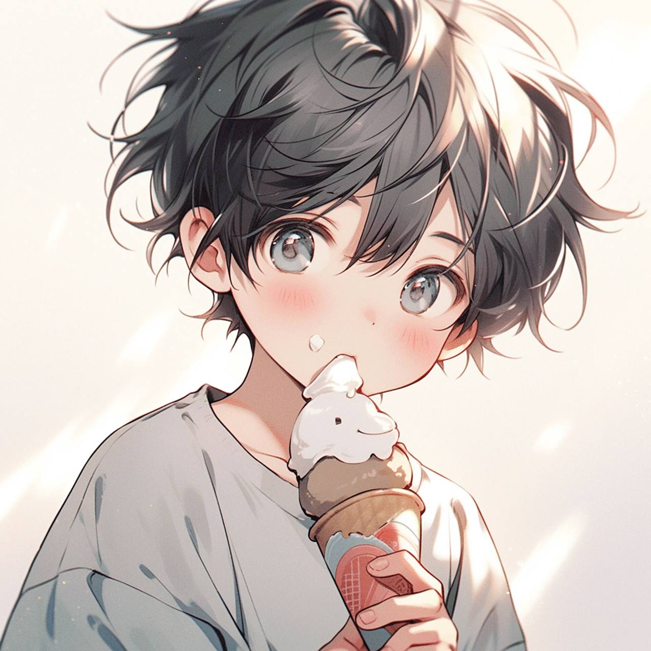 男生头像 | 小男孩吃冰淇淋