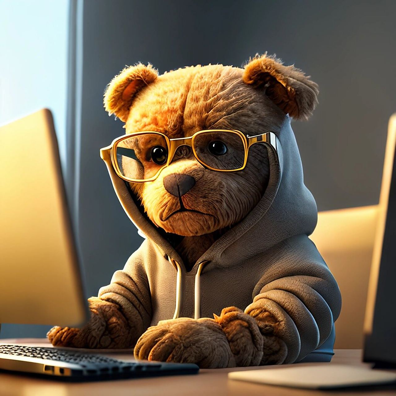 分享一组泰迪加班的头像 加班中的泰迪狗