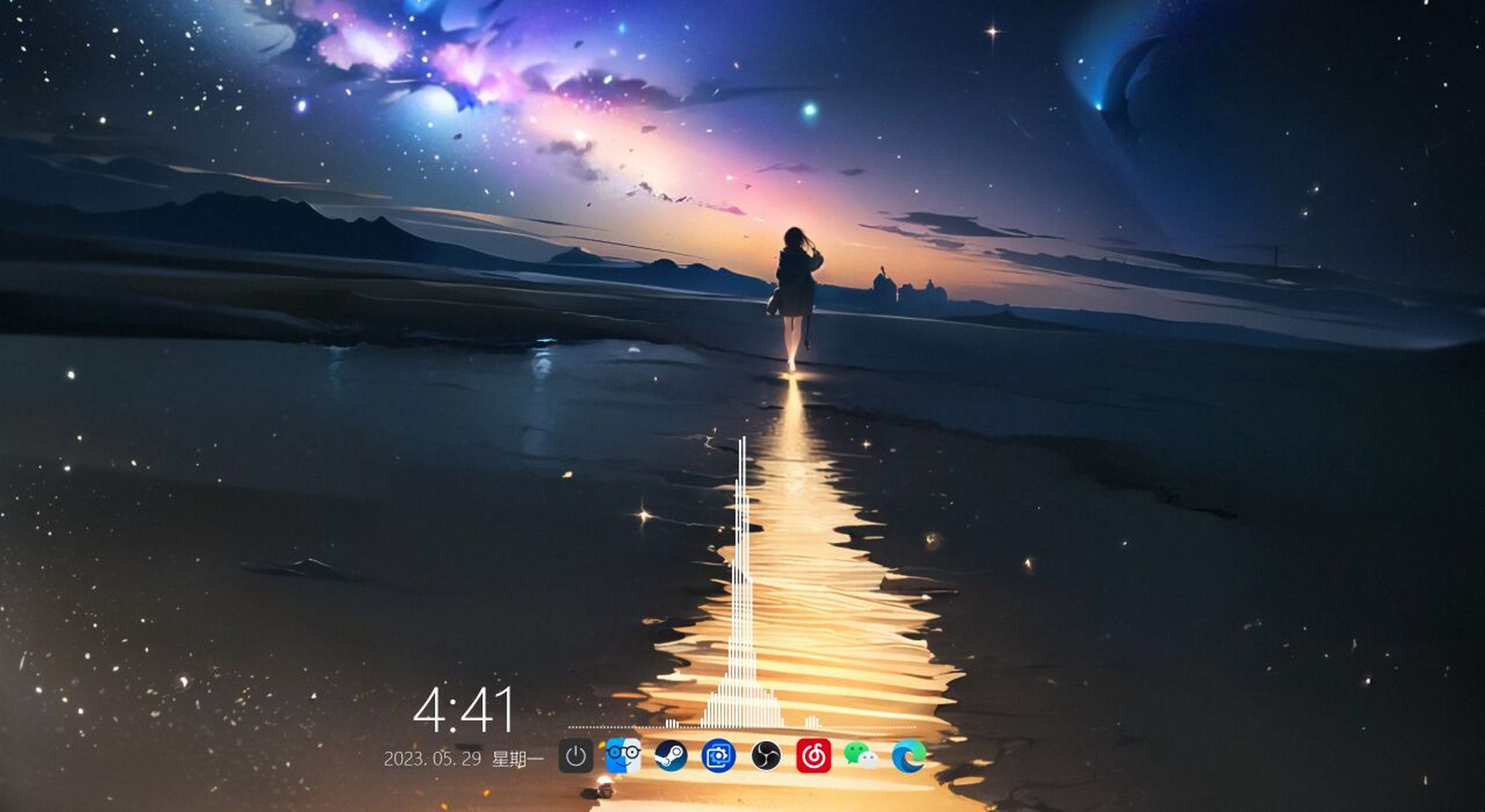 wallpaper上可以对着电脑发呆的壁纸292 p1:路灯下的女孩 p2:梦幻星空