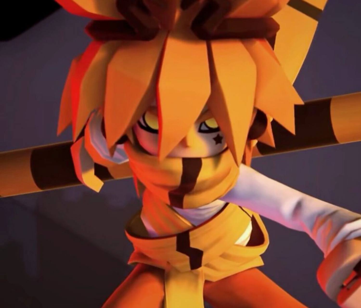 嘉德罗斯的优质头像哦～   黄色头发,白色衣裳,手拿大罗神通棍的九岁