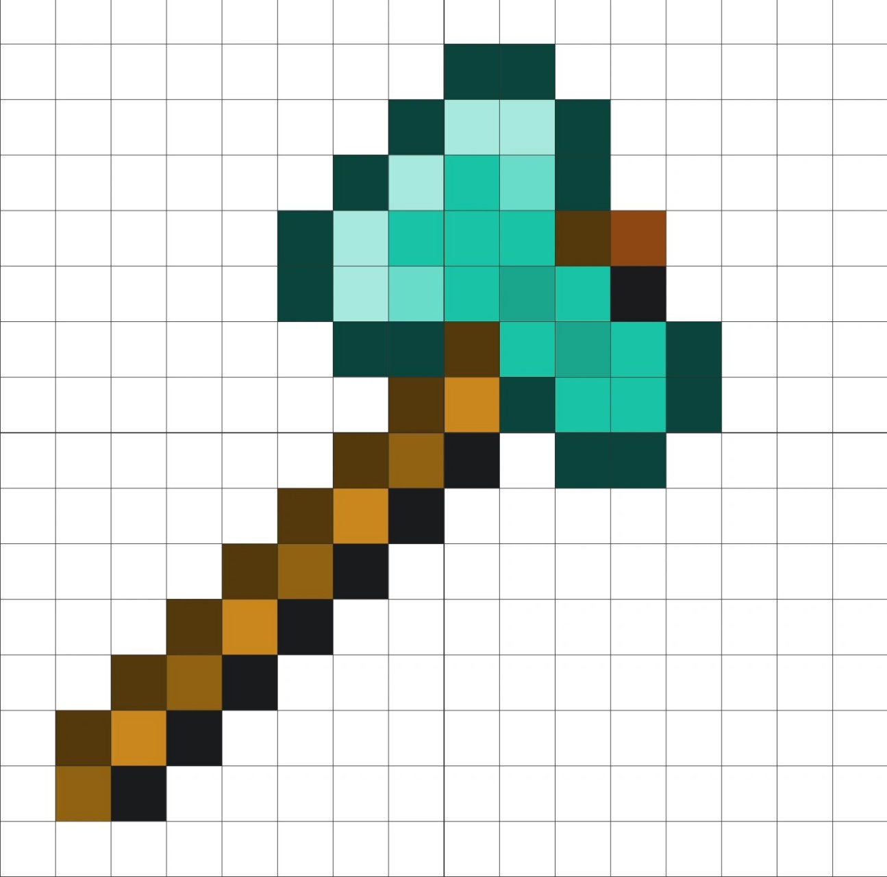 我的世界钻石斧像素画(改进版)