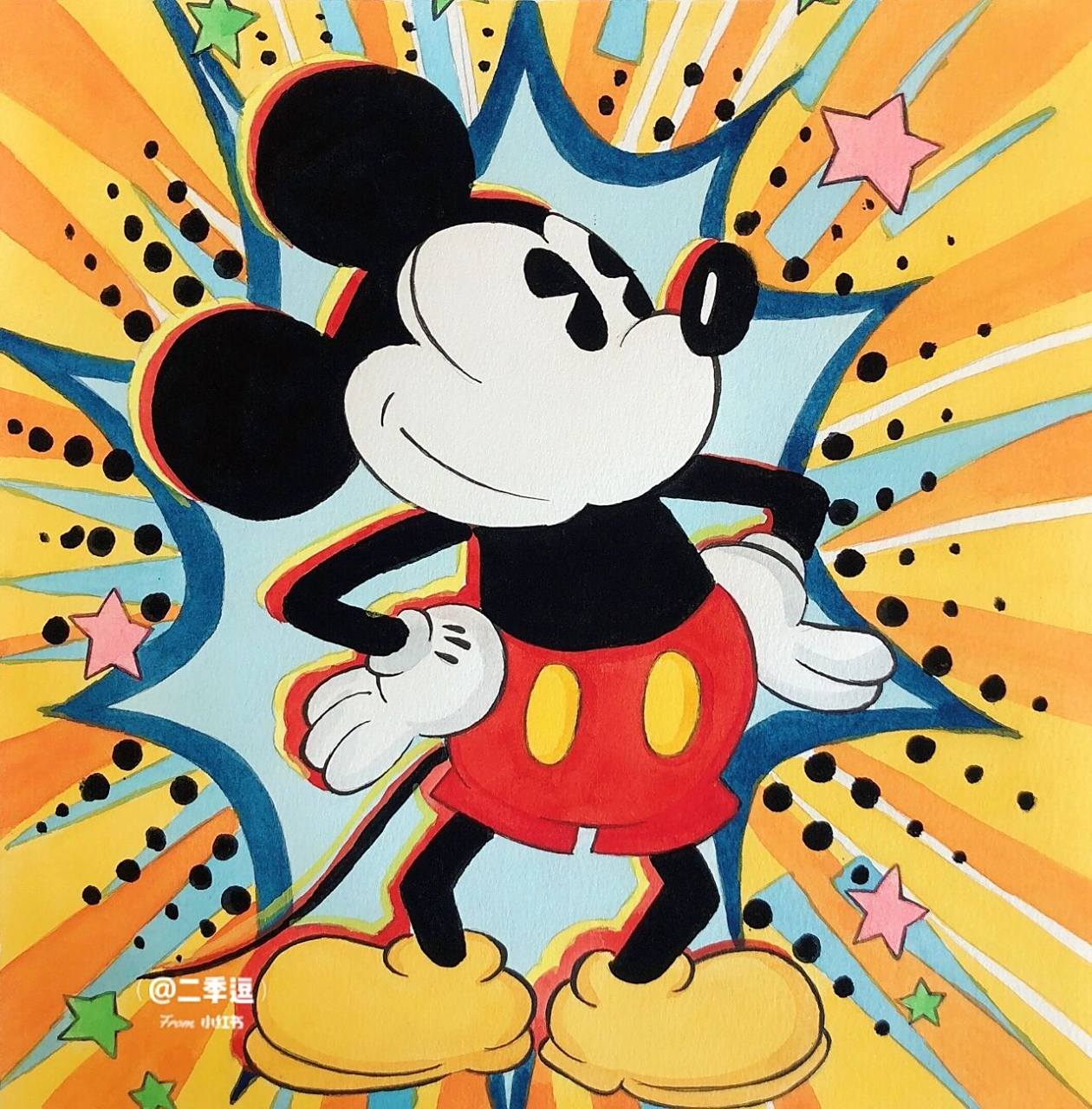 水彩装饰画教程|米老鼠mickey mouse 今天分享一幅米老鼠水彩装饰画