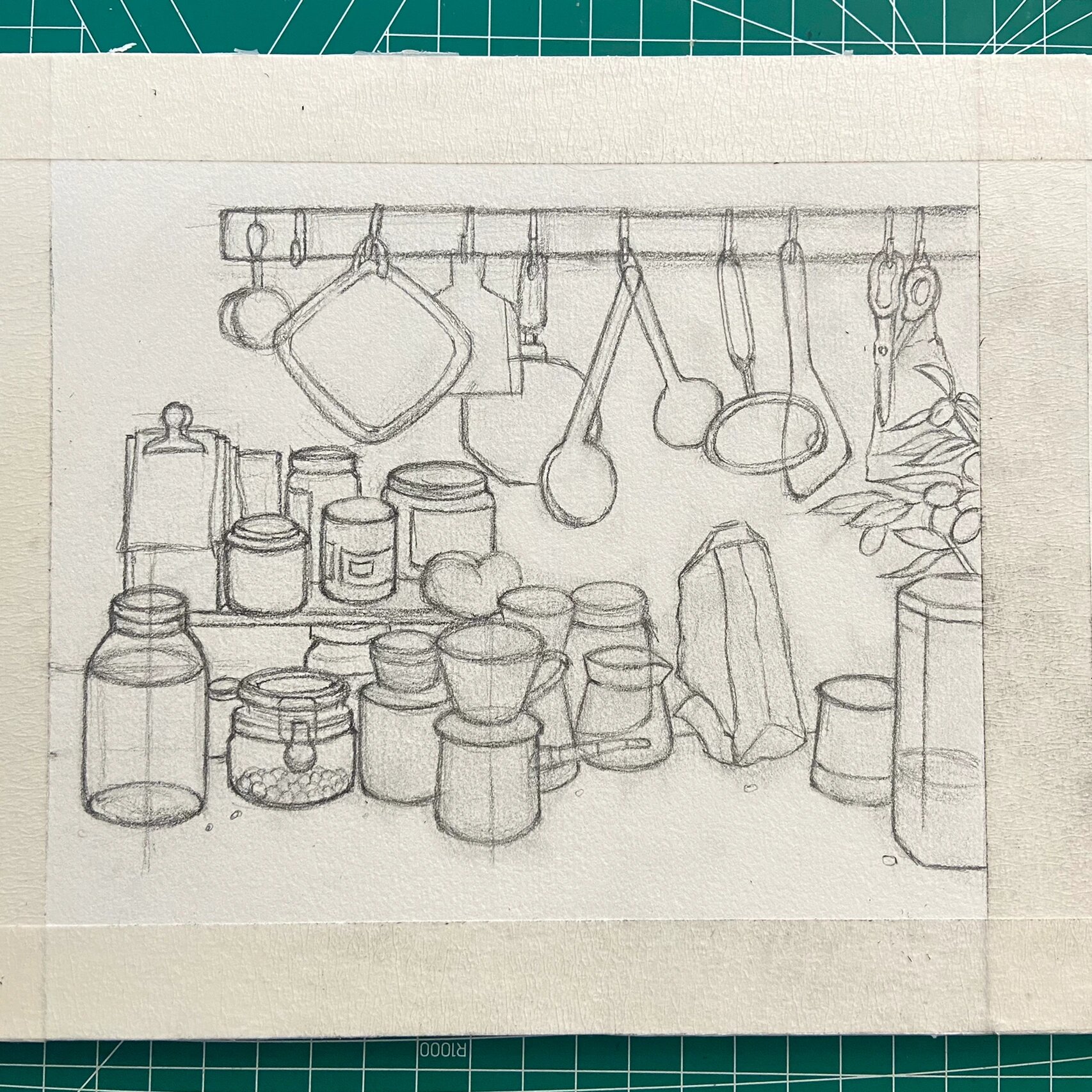 水彩画可可爱爱的小厨房|有过程