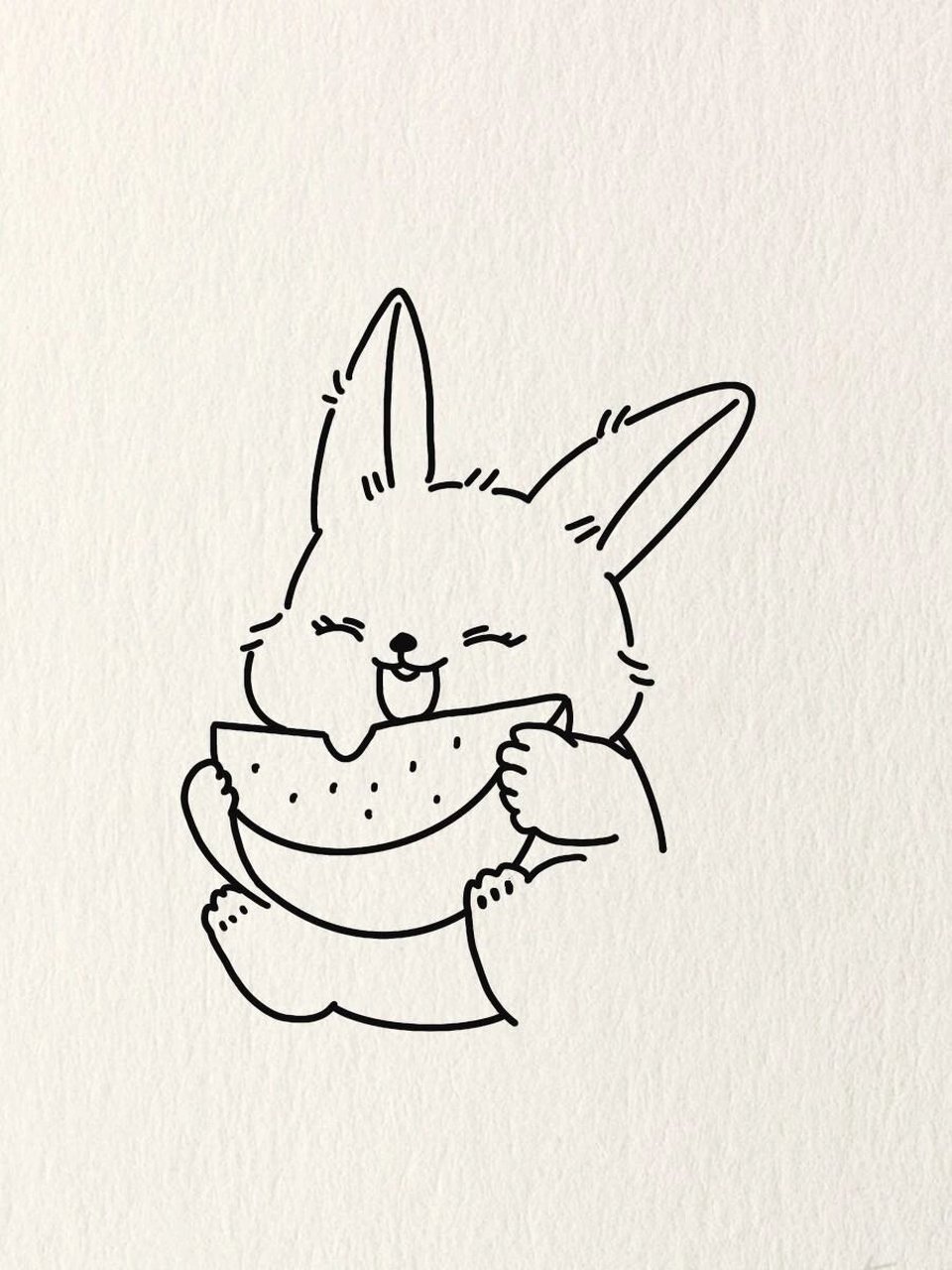 简笔画教程—吃西瓜的兔子