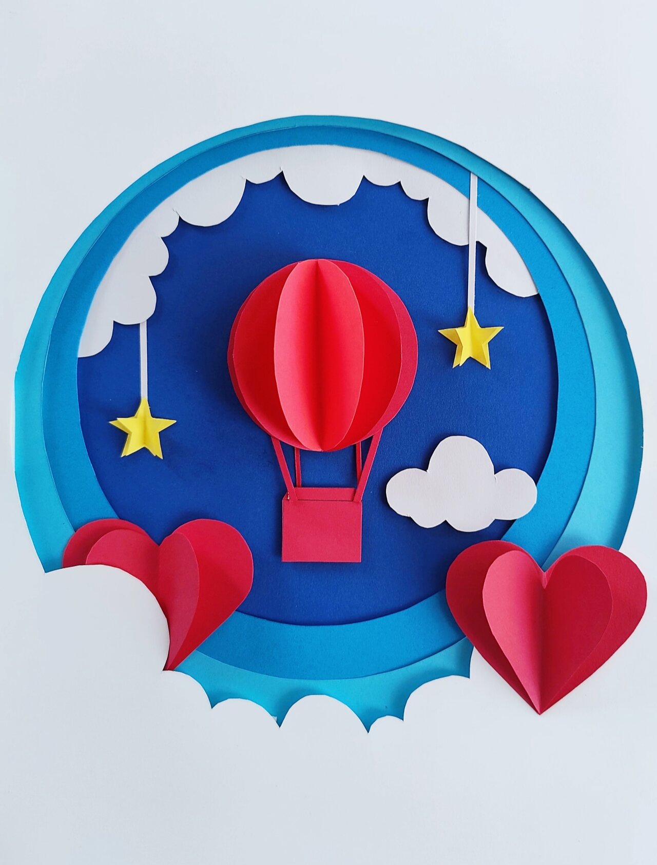 创意剪纸画|立体纸艺|手工diy|附步骤图 【梦想就像热气球,要有热情才