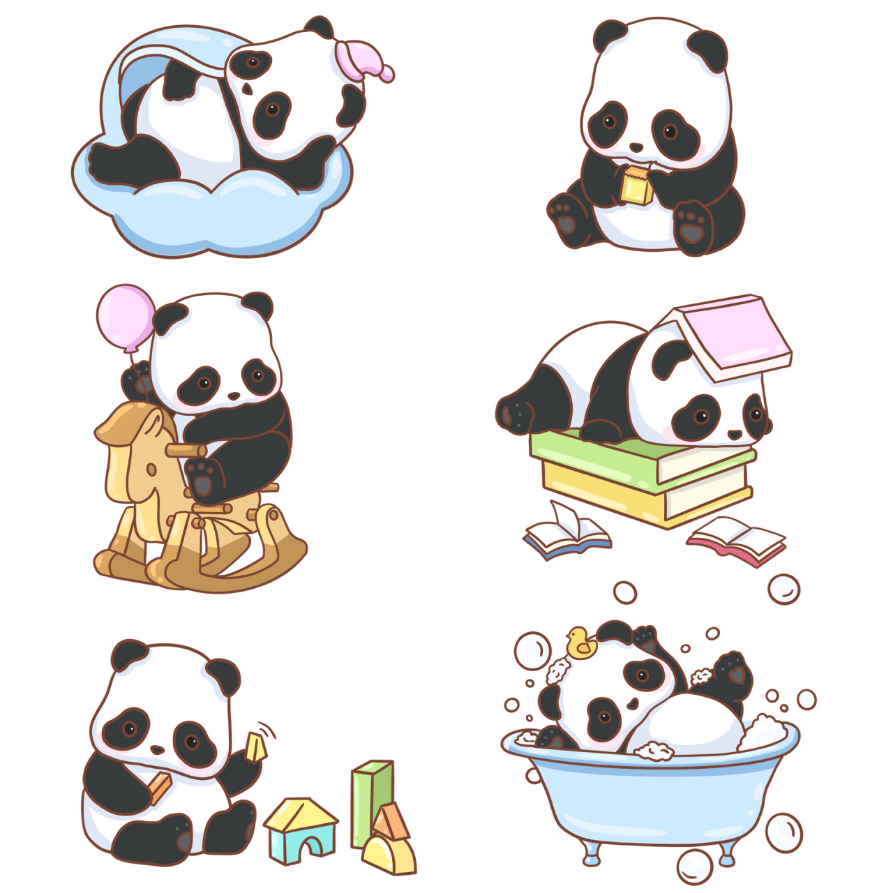 免扣素材7715|卡通可爱大熊猫png元素合集 今日素材分享 国宝卡通