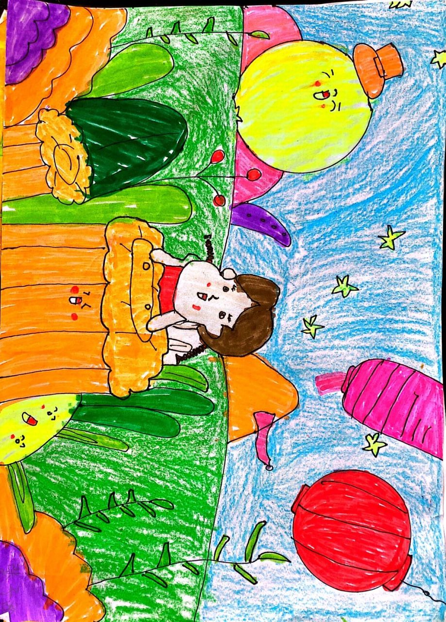 家乡的秋天 二年级儿童主题绘画 每次孩子们把作业交上来 都感觉是一