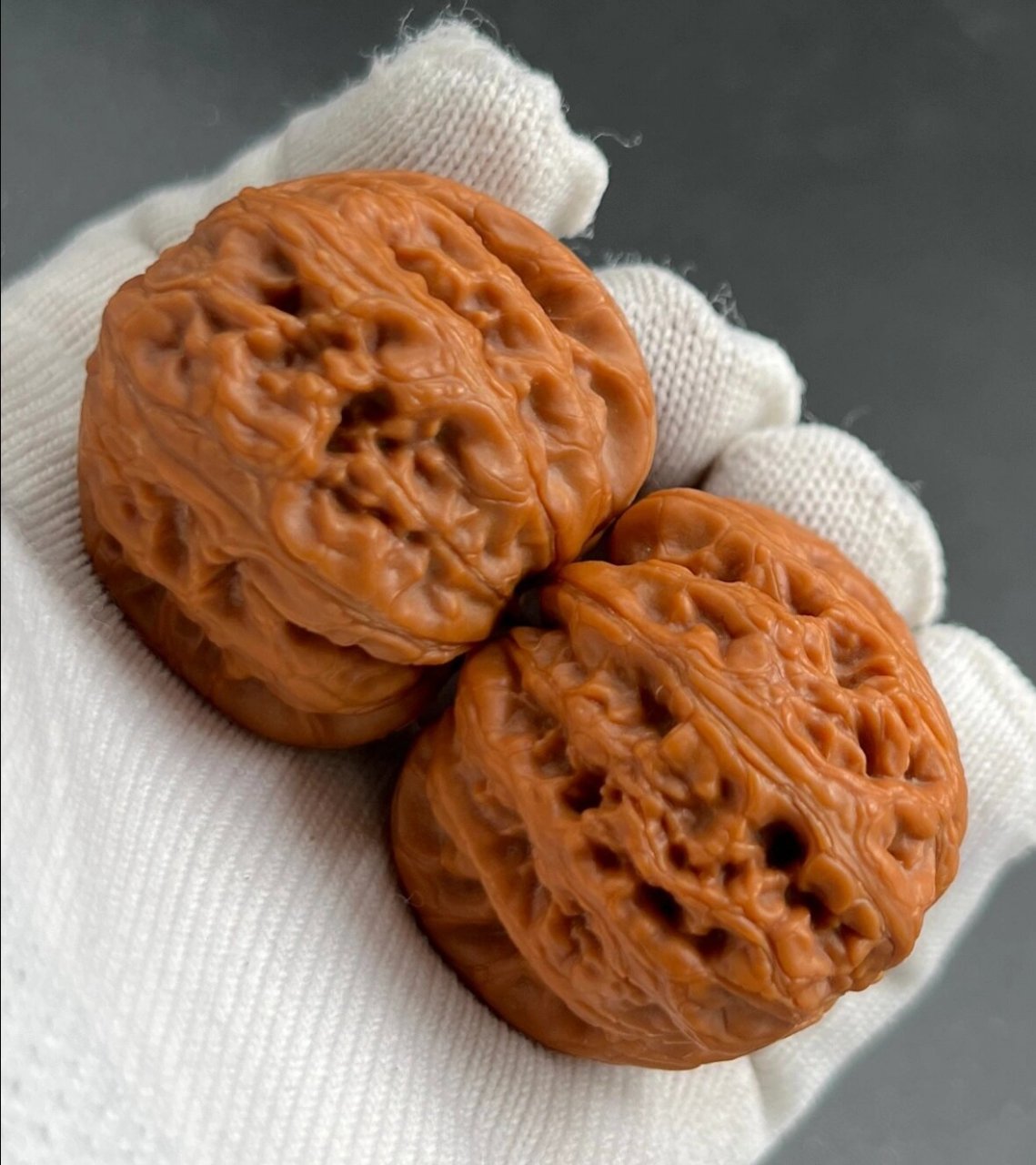 平谷元宝狮子头文玩核桃43尺端肩膀金锭子山地果精配对 全品无修的一