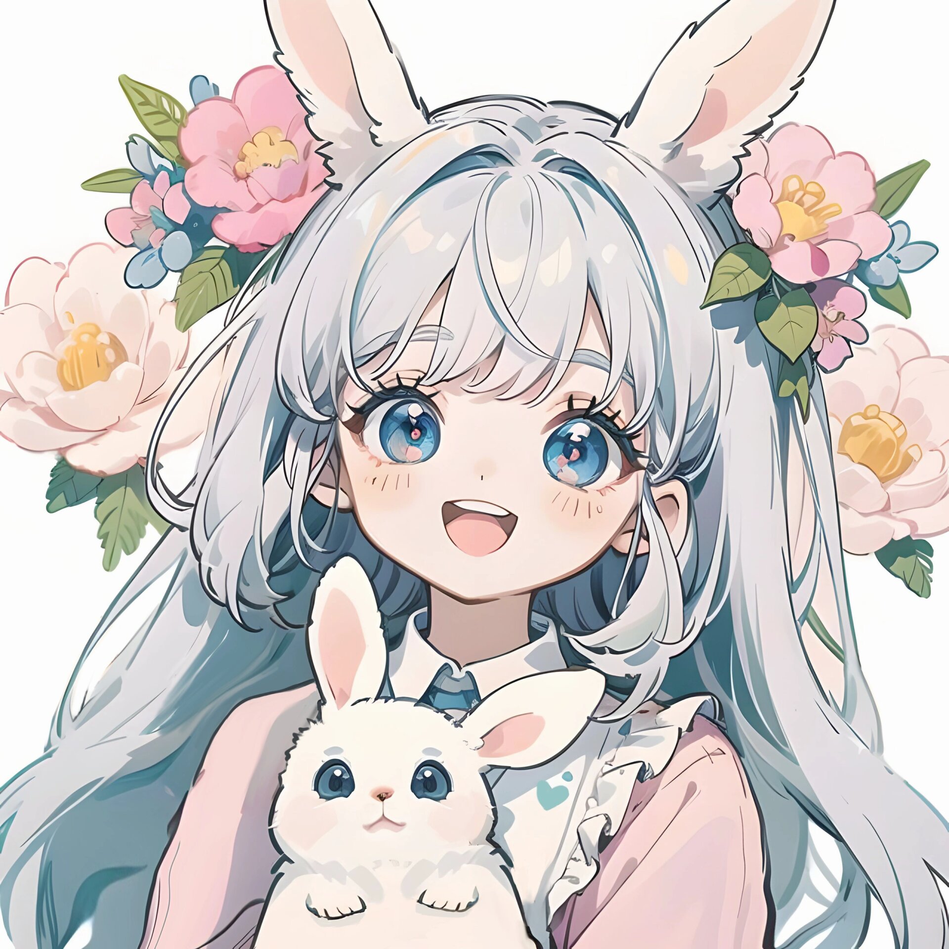 可爱女生头像分享|抱着小兔子的萌妹