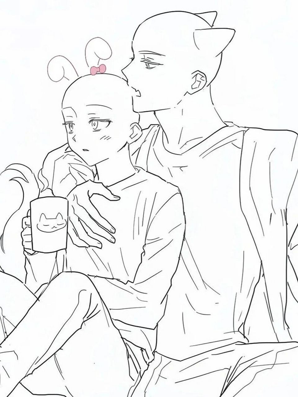 绘画素材丨兽耳双人情侣互动素材75 翻东西时找到一个奇奇怪怪的