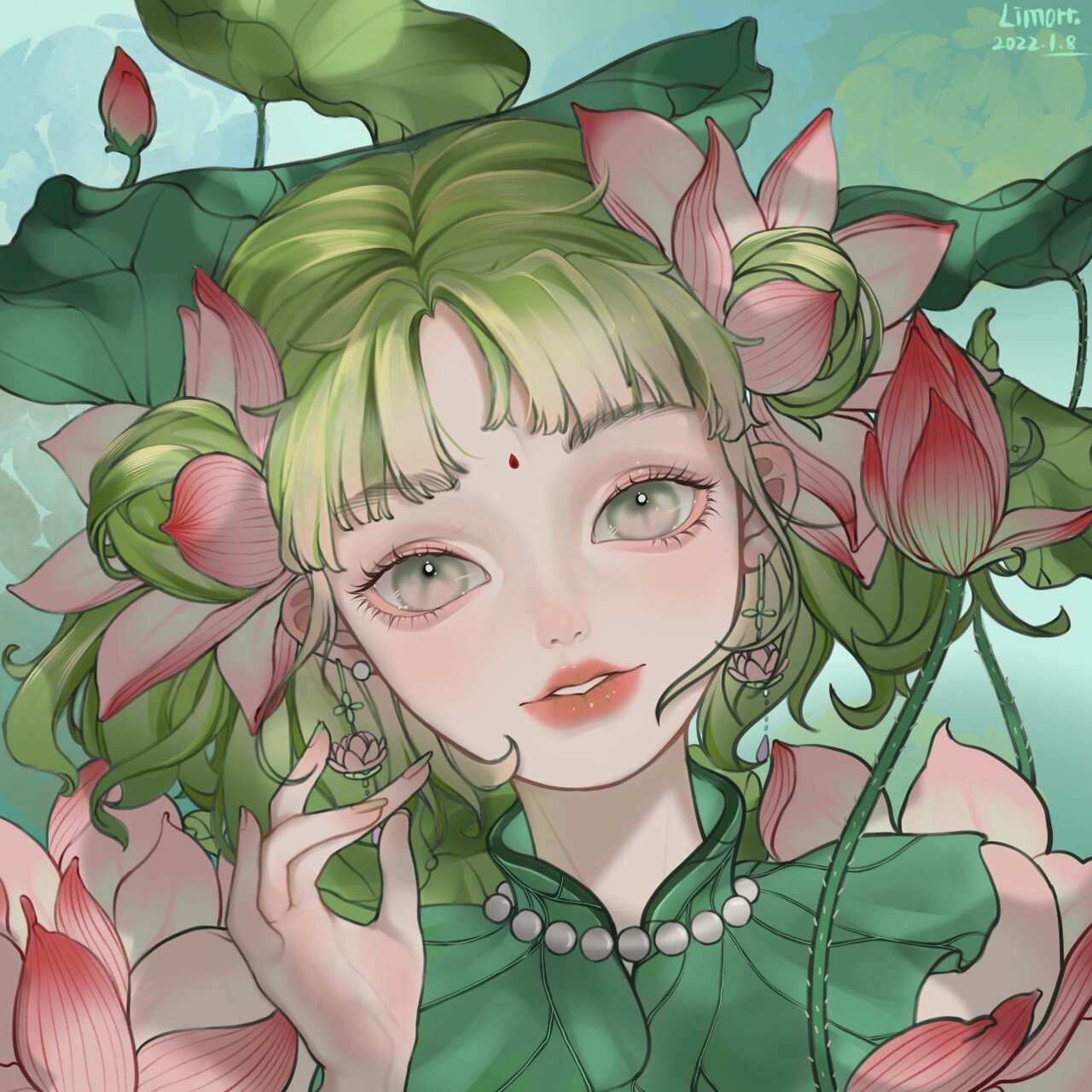 【procreate】荷花拟人 最近终于有空画画啦