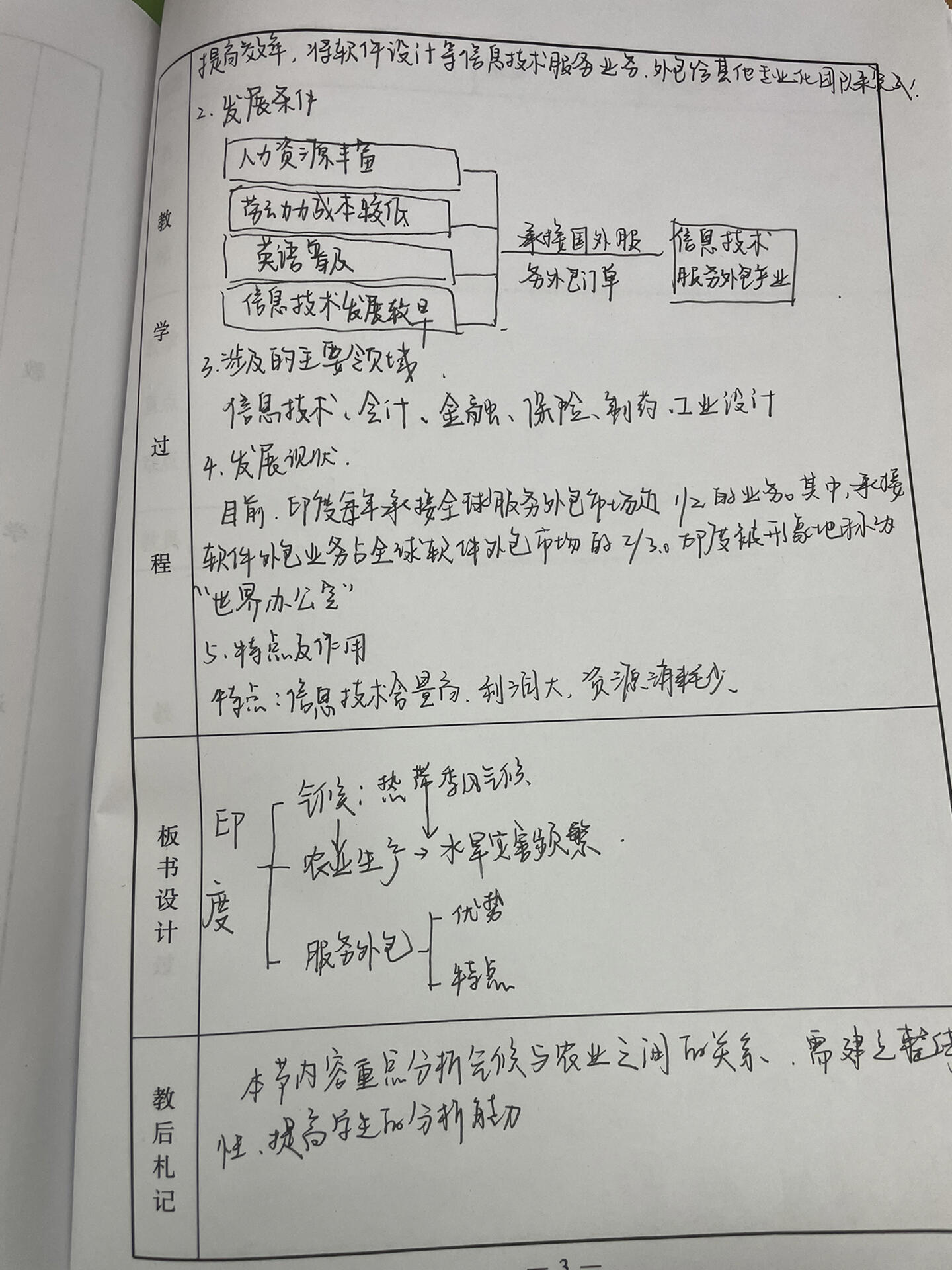 初中地理教案—印度