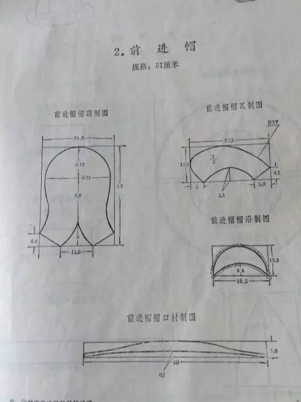 【裁剪图】帽子合集 裁剪制图要点 1,幅围尺寸 帽带在头上一般不设绳