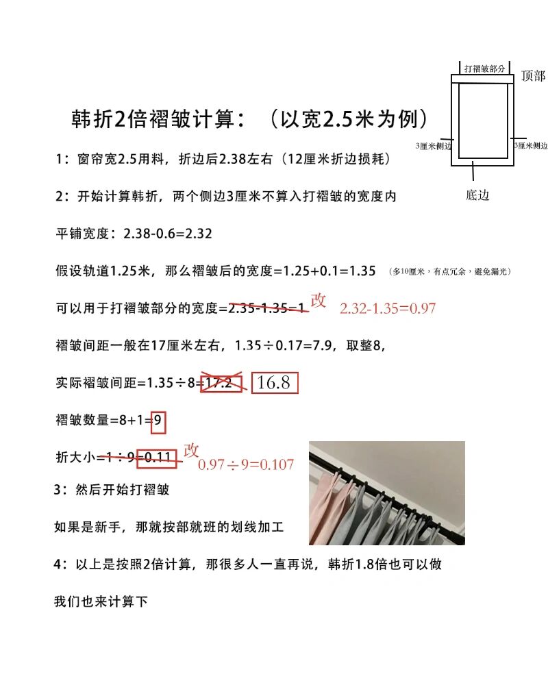 【窗帘韩折至少2倍】计算方法及材料展示
