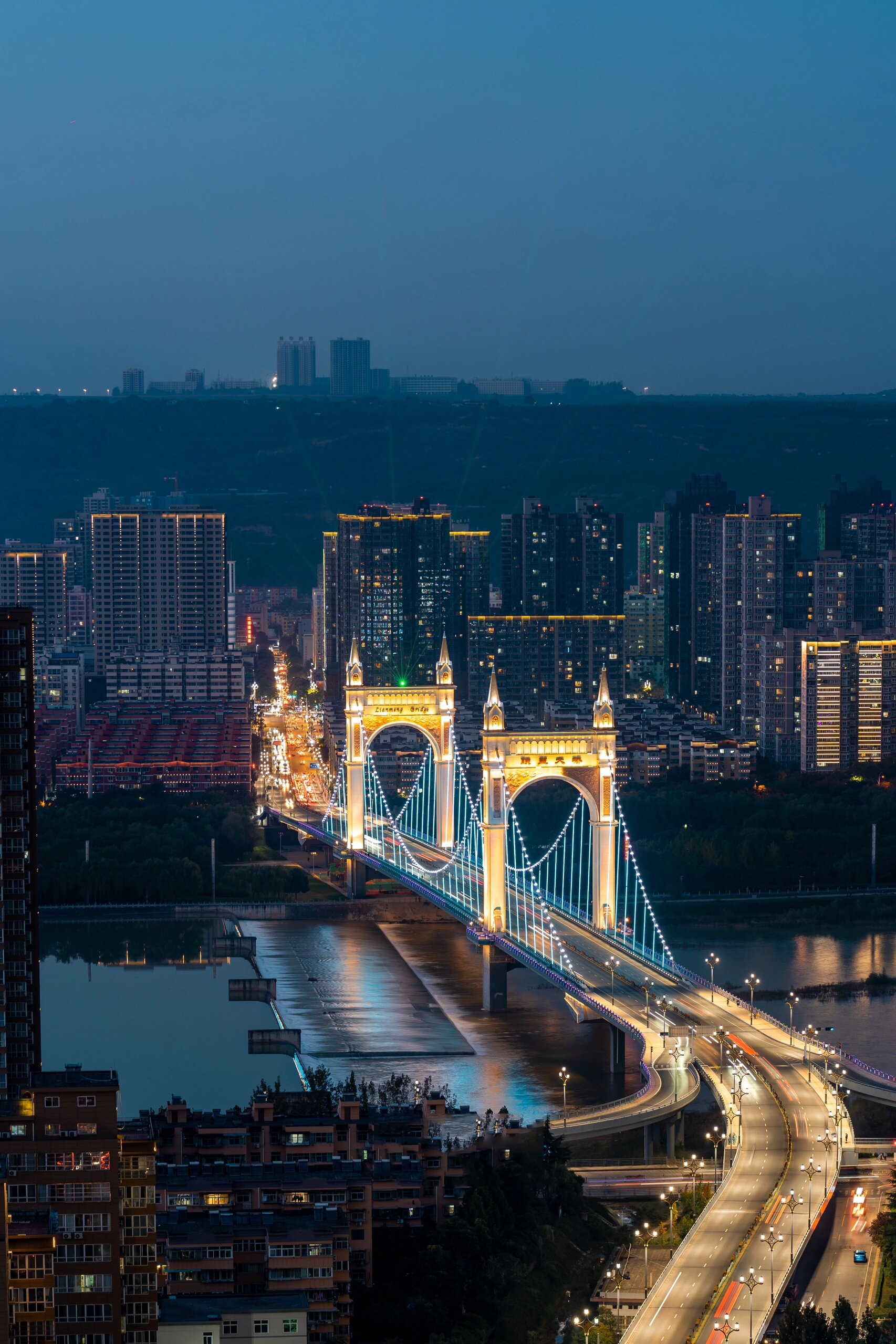 城市夜景宝鸡联盟大桥