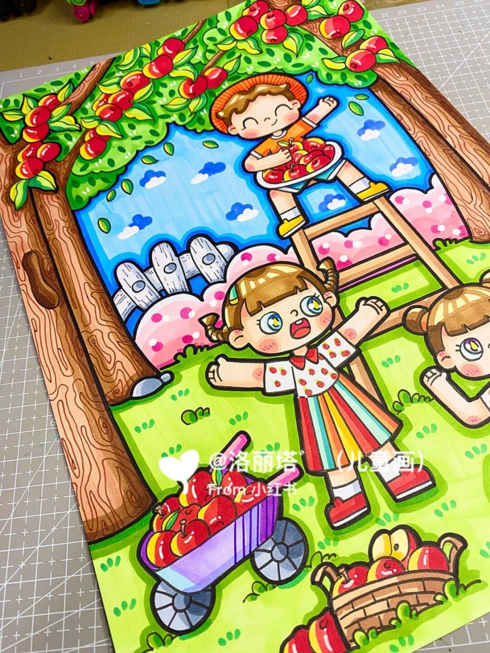 原创幼教考编主题画 四季主题《果园大丰收》 秋天来啦～ 让我们一起