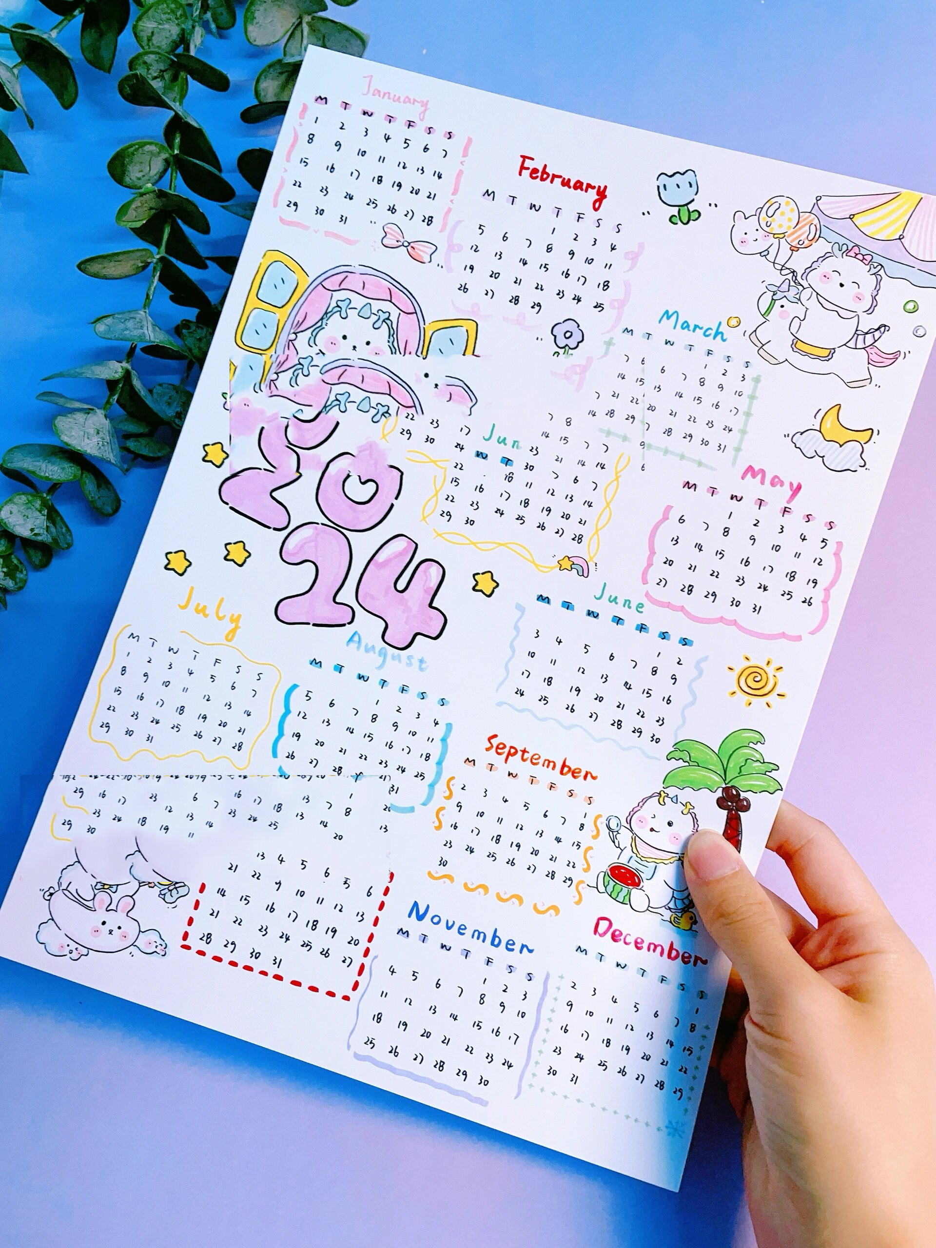 2024龙年94|新年手绘日历|年历素材(简笔画