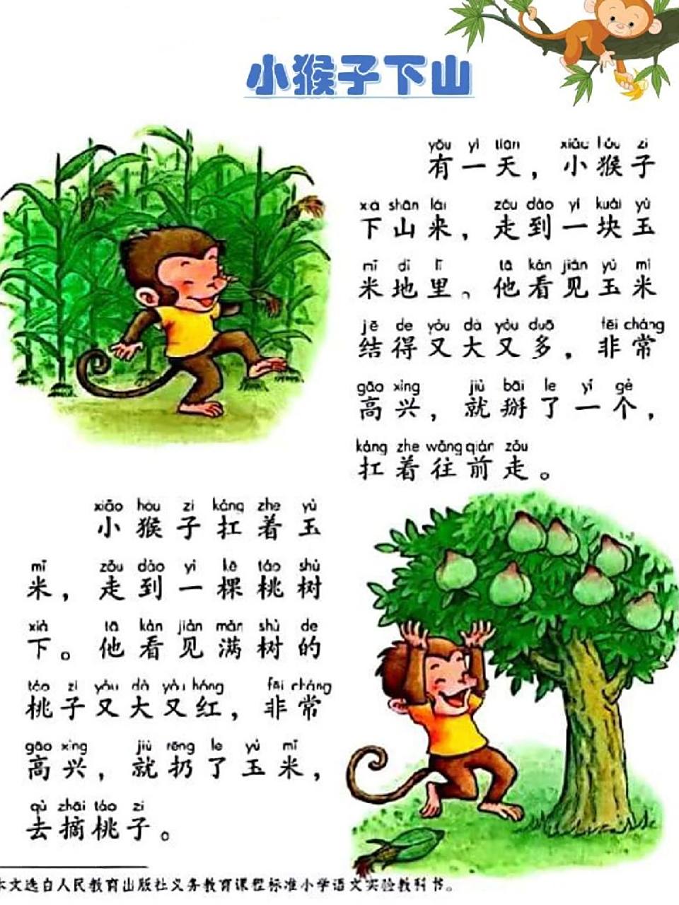 每日分享《小猴子下山掰玉米》 《小猴子掰玉米》的故事道理:1,得到的