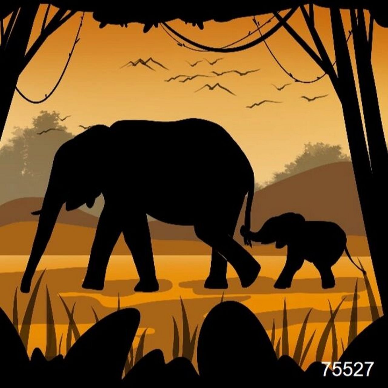 动物剪影画|原创设计分享 今日爆款主题推荐:动物剪影画 剪影的绘画