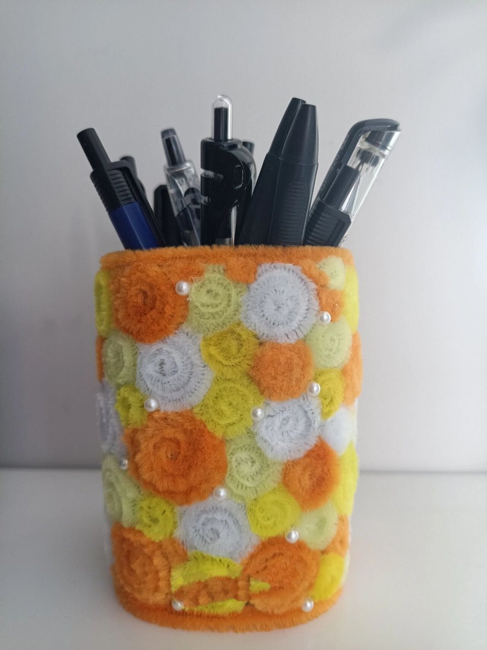 原创扭扭棒珍珠笔筒/收纳桶 有颜值的收纳桶,可以放化妆刷,也可以当