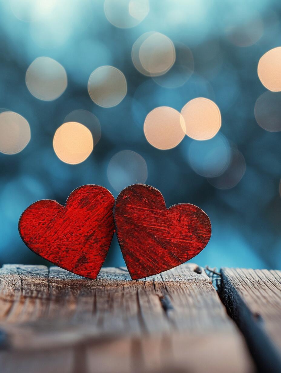 早安|一对爱心,情人节壁纸