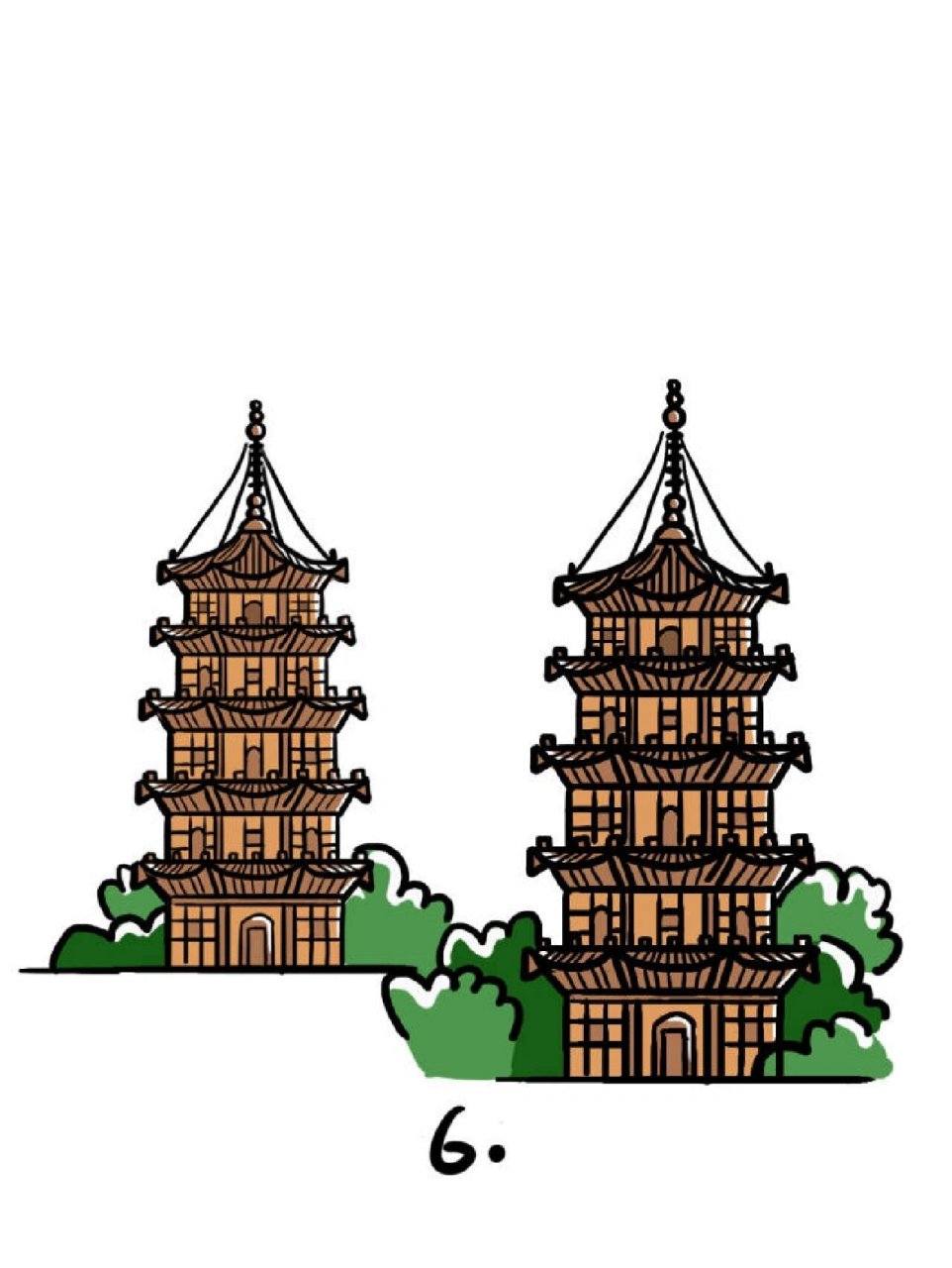 如何画泉州东西塔|地标建筑简笔画教程22 地标建筑第22个作品-泉州