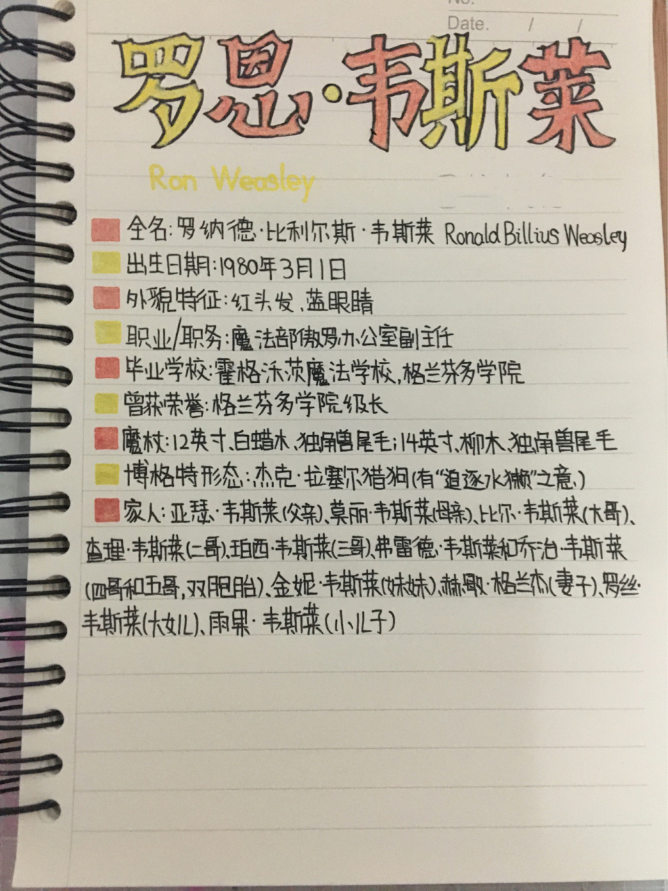 哈利波特简介 罗恩·韦斯莱