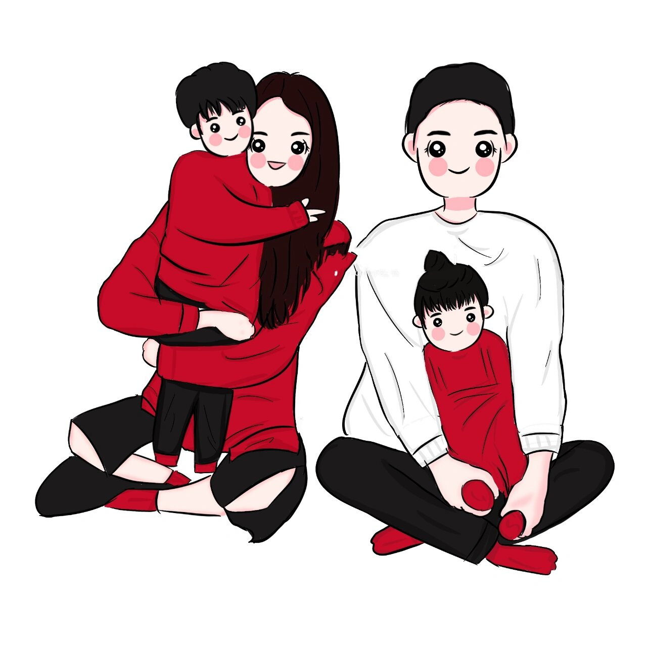 一家四口三口亲子卡通头像|全家福简萌头像 1 1=4 一家人就要平平安安