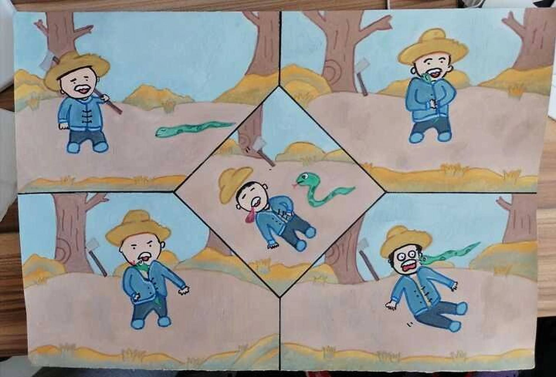 《农夫与蛇》水粉连环画 《农夫与蛇》主题连环画