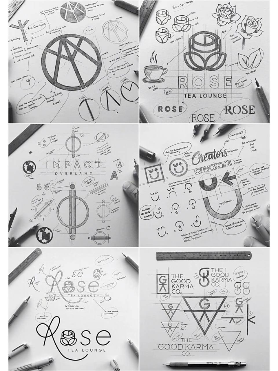 logo设计草图欣赏,logo设计手稿案例合集 在设计师的眼里一个logo是