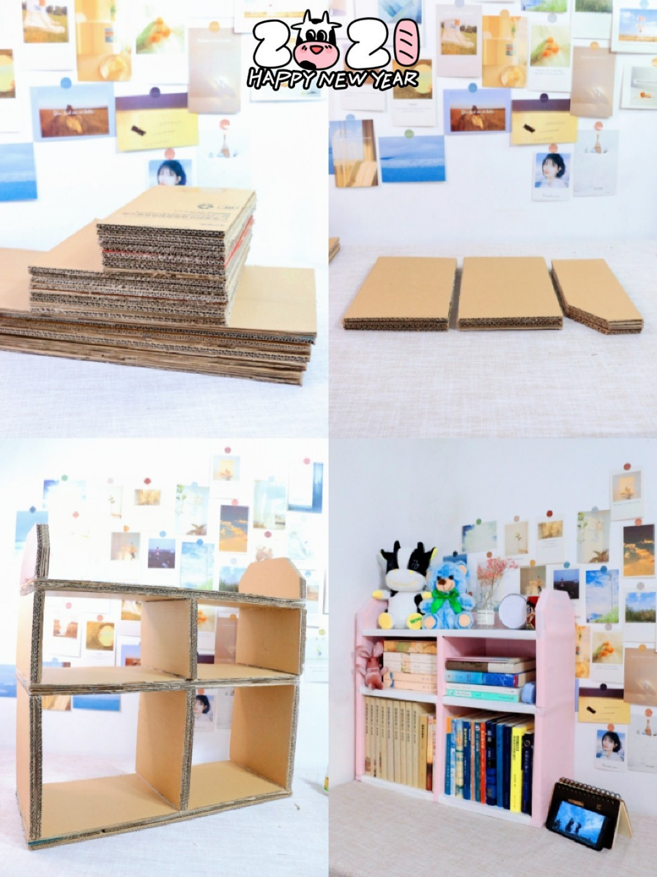 97奇思妙想|快递纸箱变身收纳书架92 新年快乐呀95,大家假期都