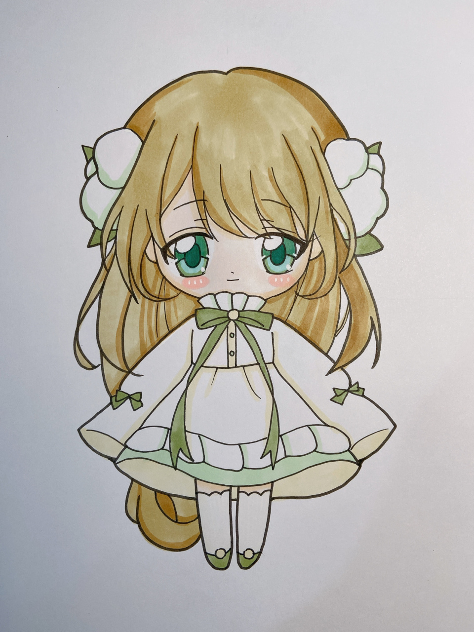 卡通动漫人物女孩 少女马克笔手绘正面全身 美术宝 q版动漫头像正面 