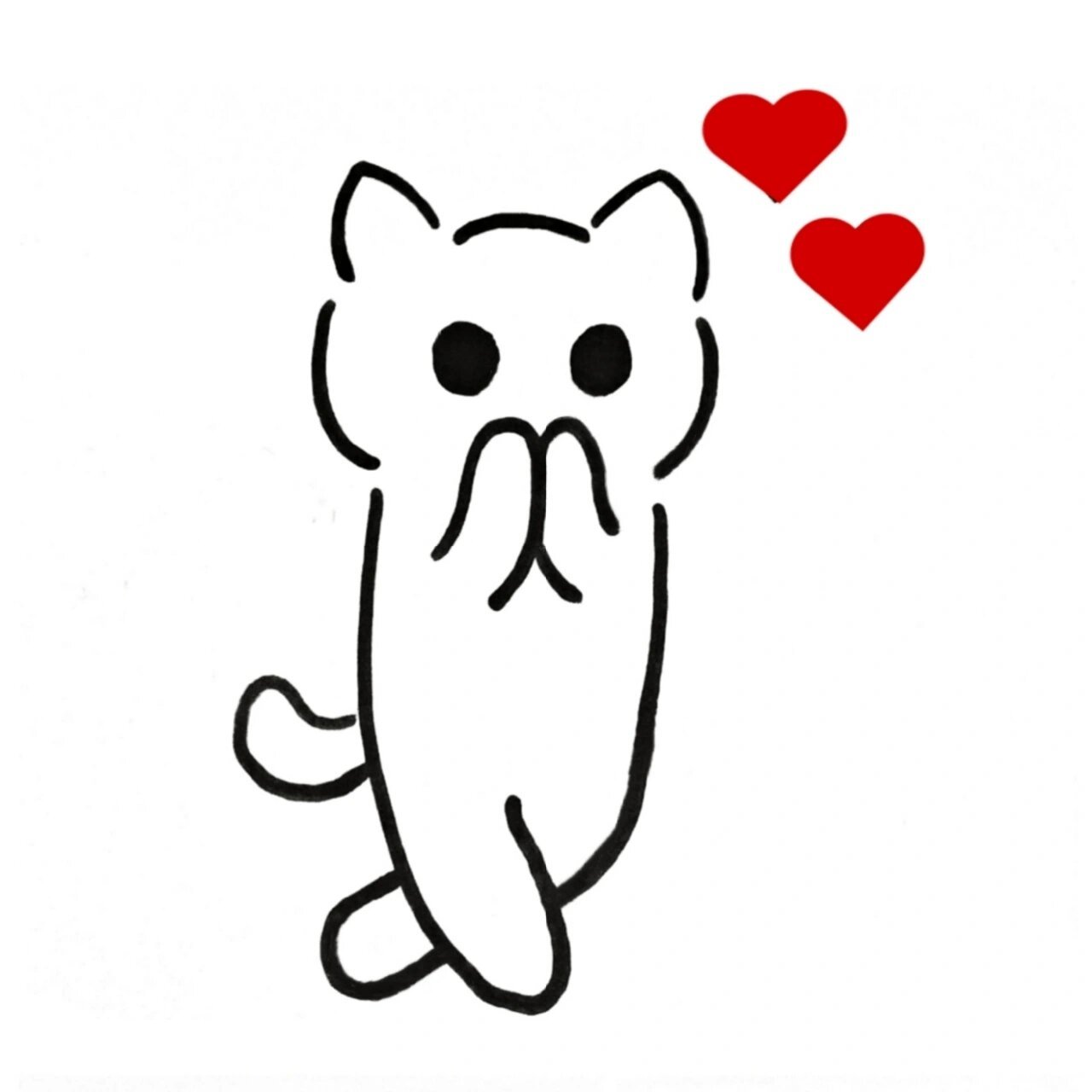 极简手绘表情动物:93可爱爱心小猫咪 可爱小猫猫.情人节快乐.