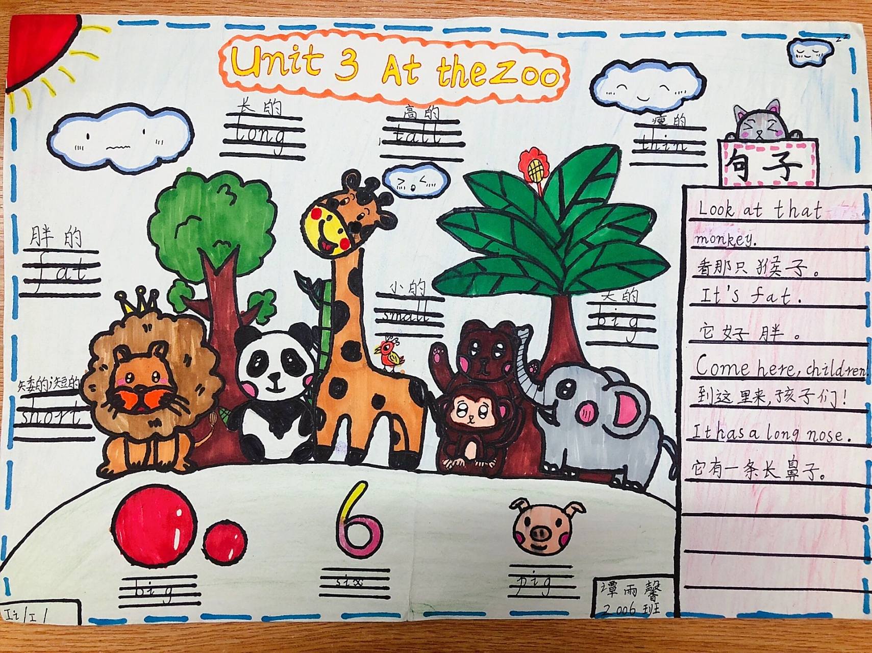 pep小学英语三下unit3 at the zoo手抄报