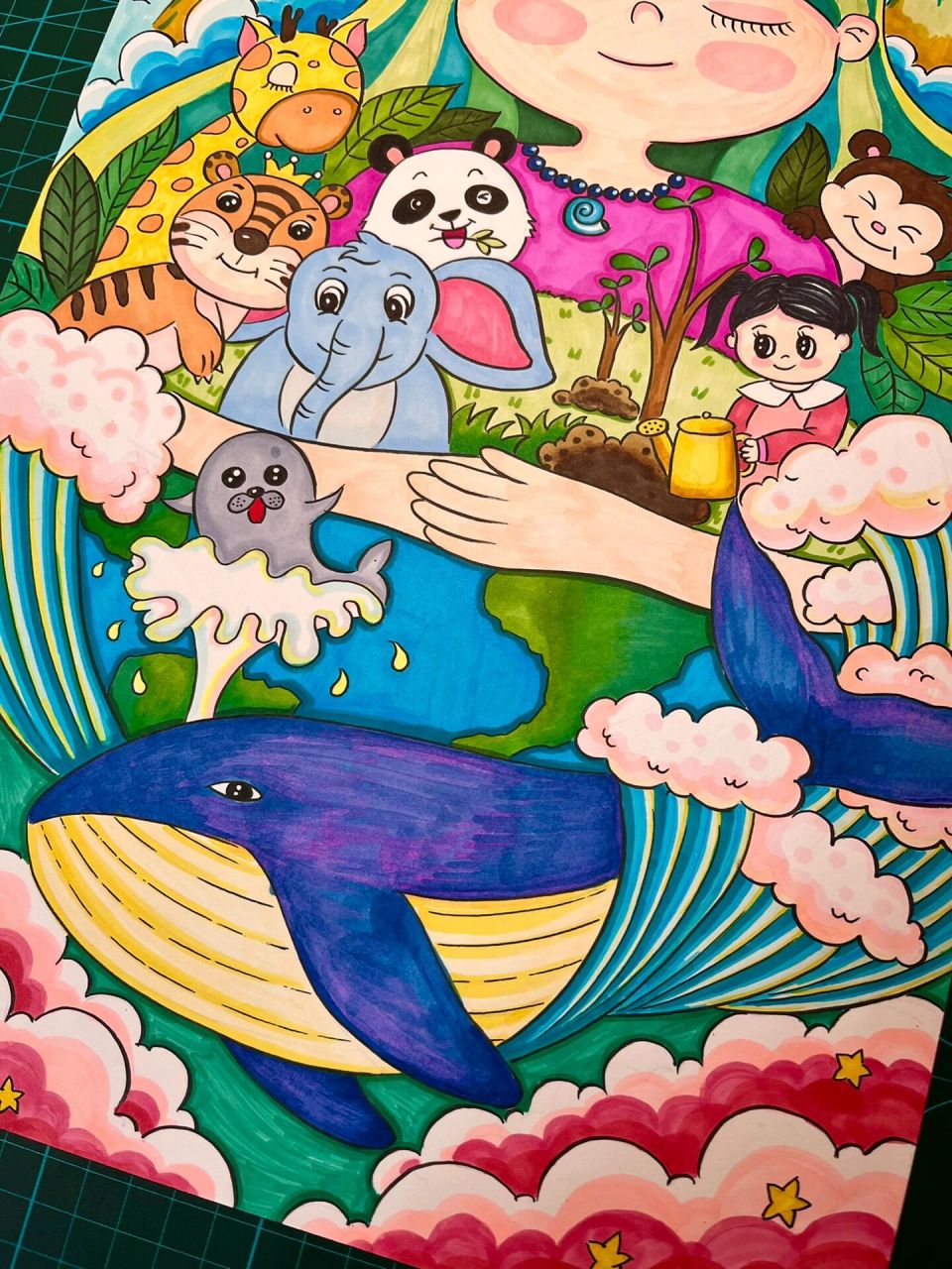 梦想家园保护地球爱护动物主题画 我有一个梦 山河无恙 天下皆安