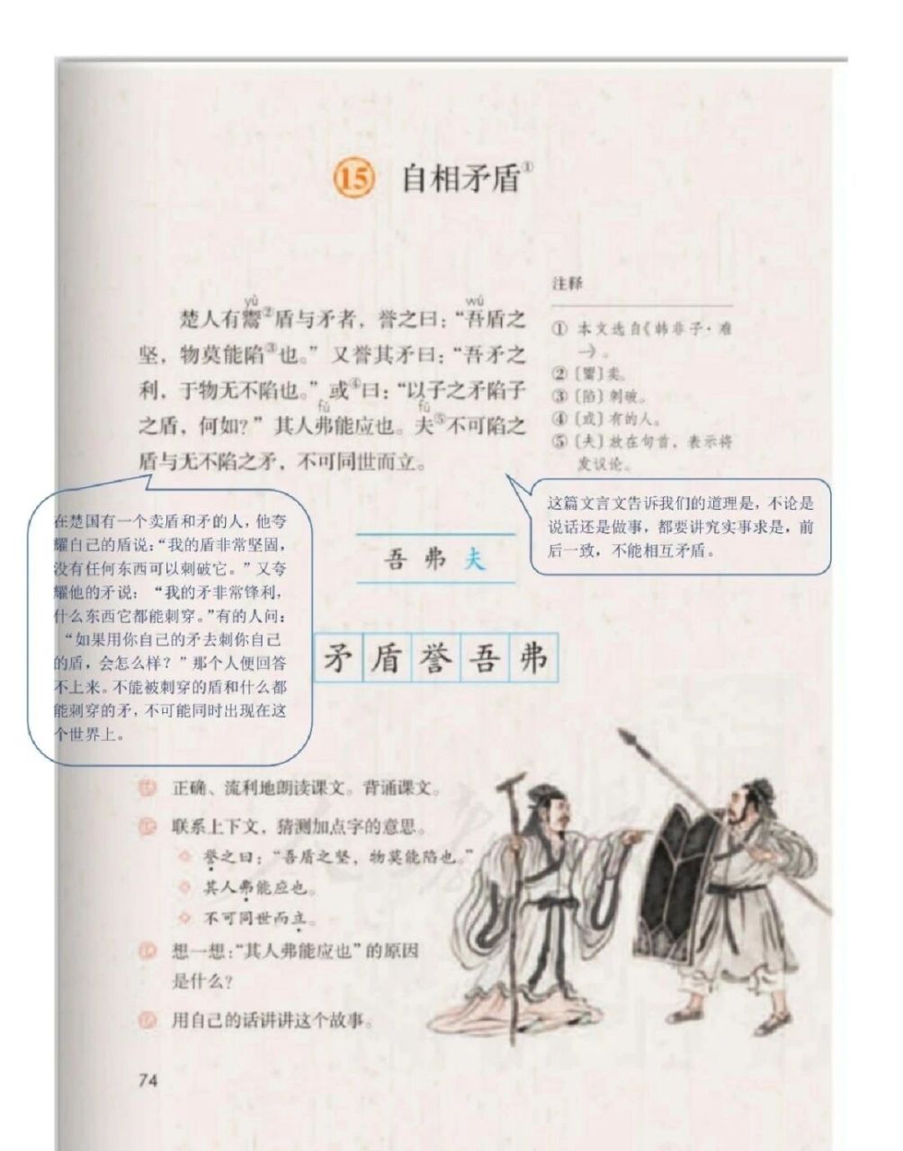 五下第15课《自相矛盾》课堂笔记 #小学语文怎么学# #小学语文课堂