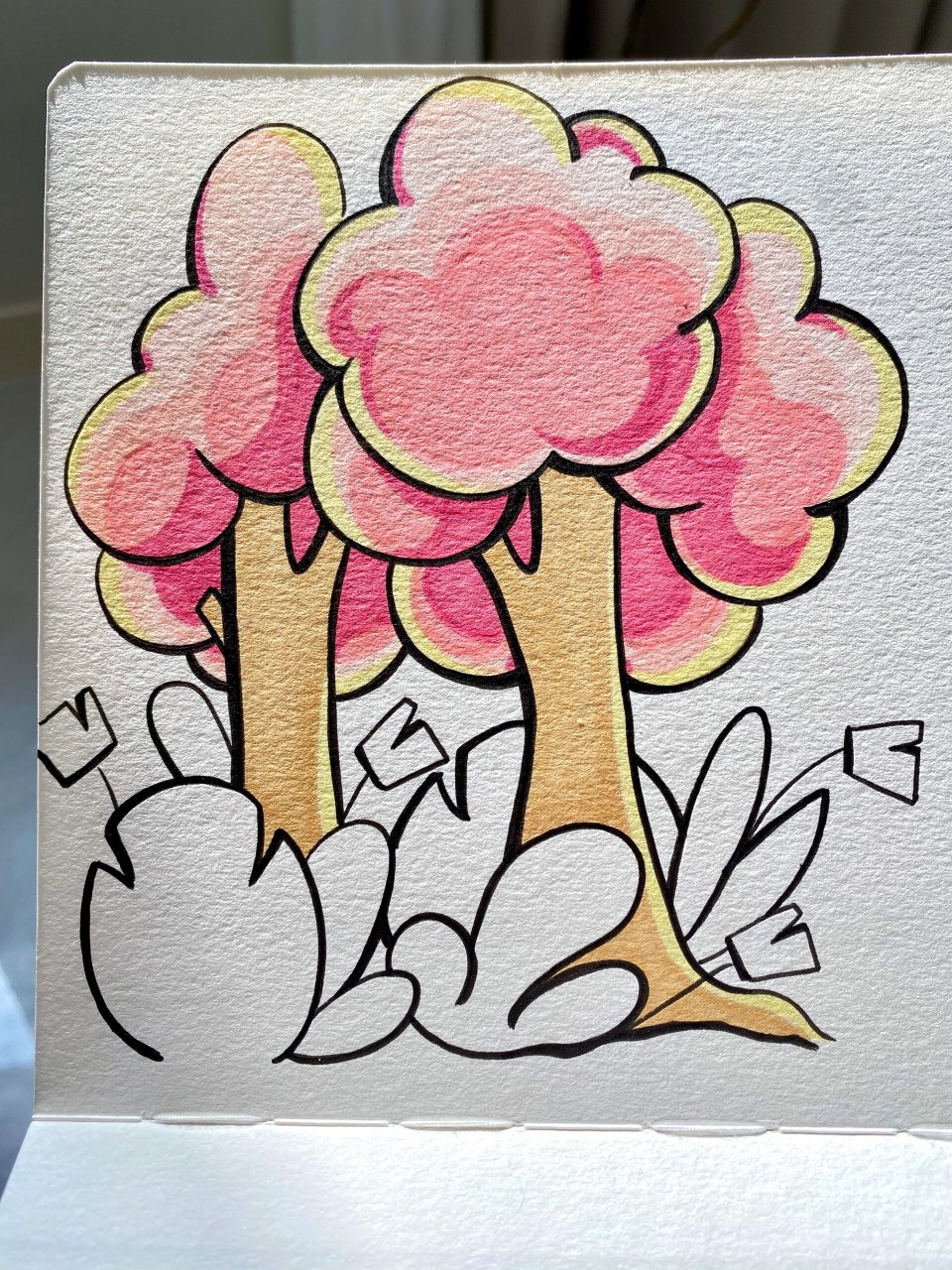 超美超加分粉色大树画法!