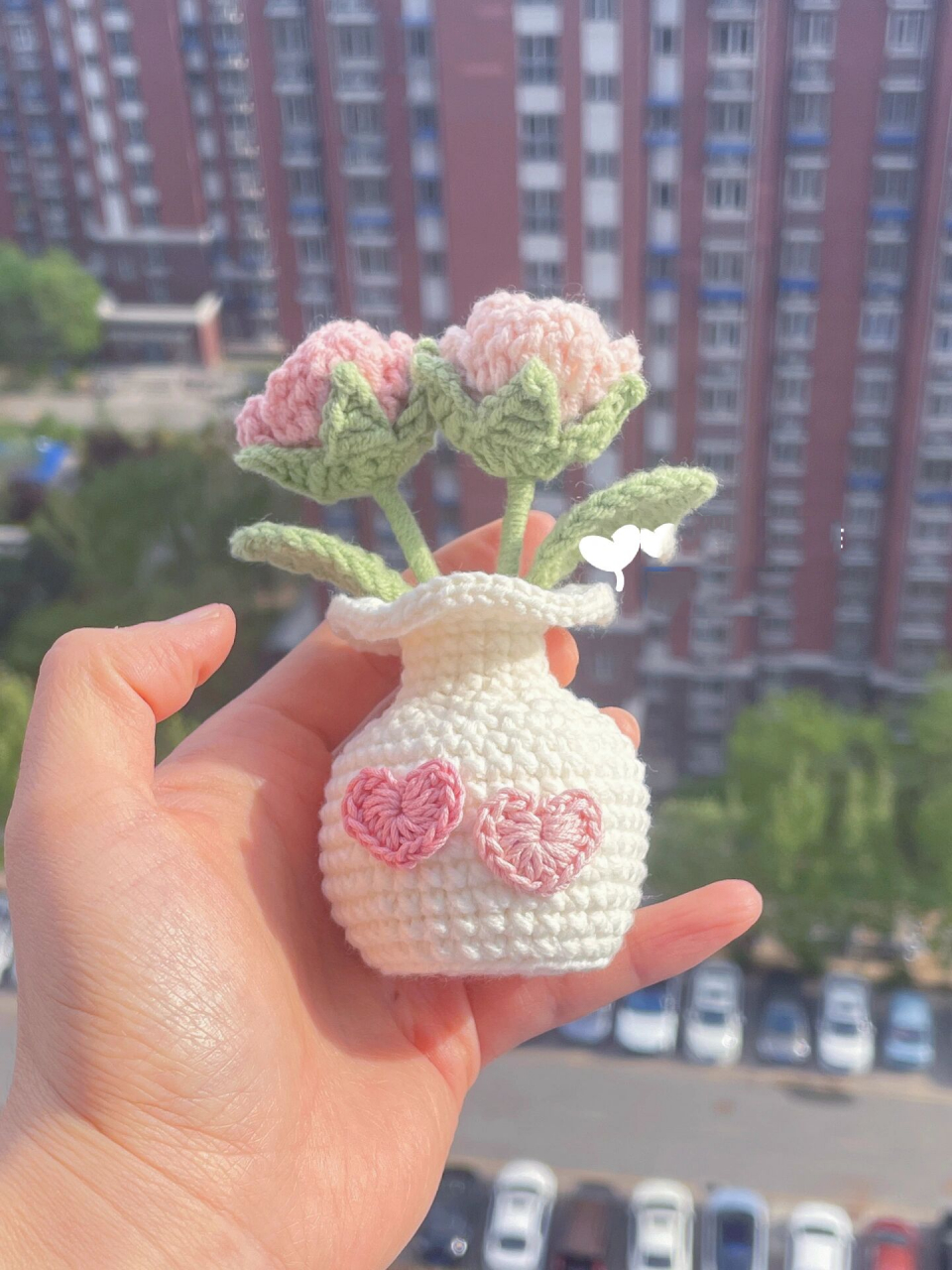 原创钩织小花瓶～可插花做摆件～图解分享 小花瓶成品小小的很可爱,做