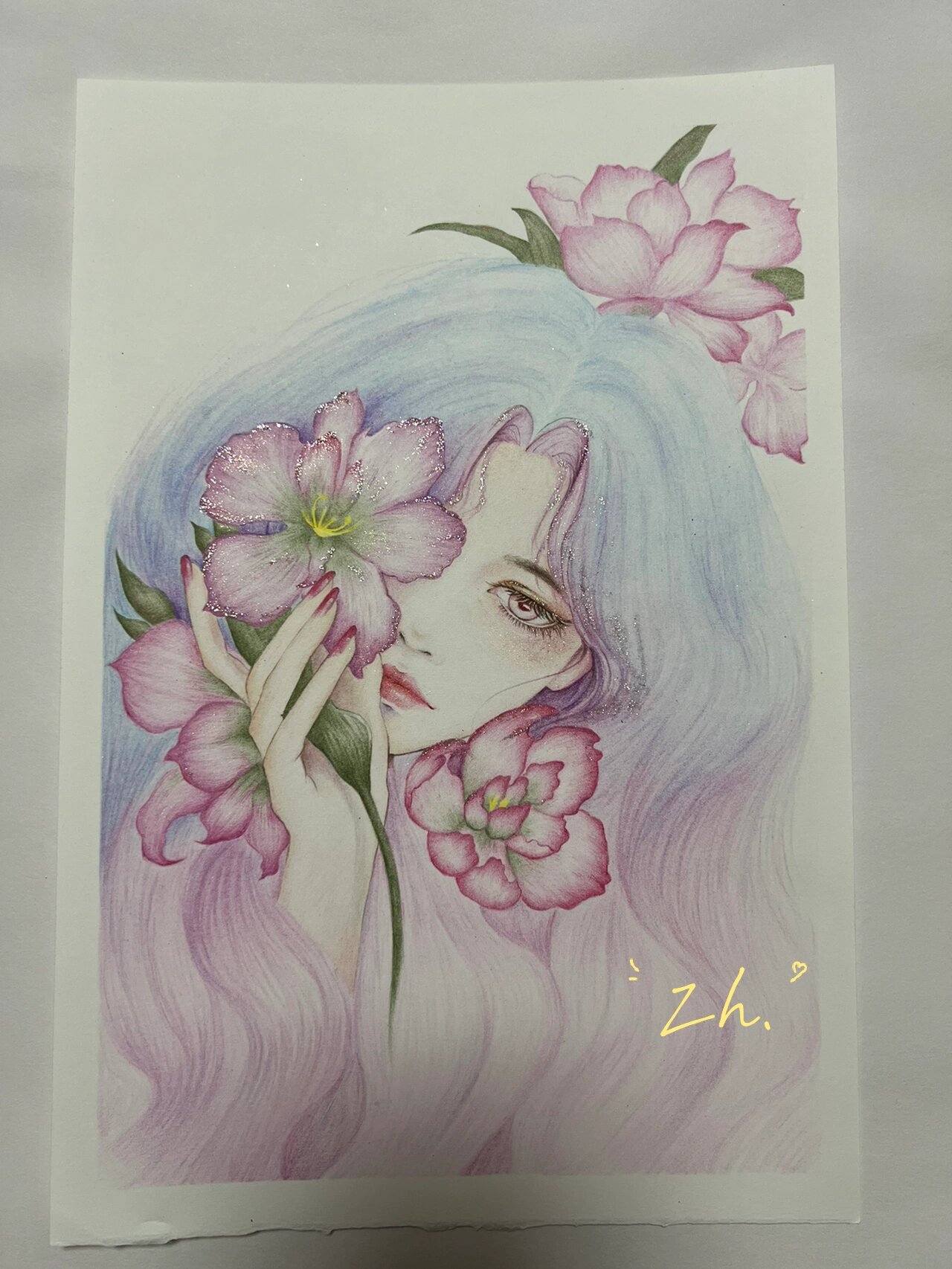 画个美女子 新手彩铅花卉人物