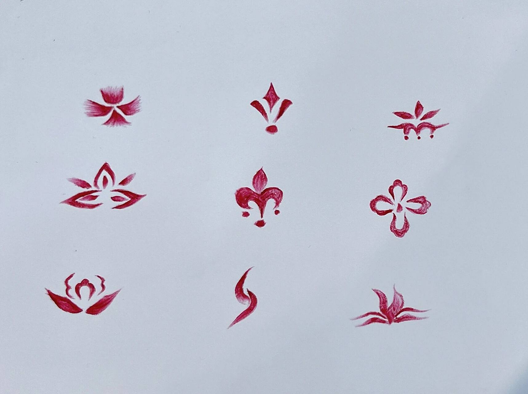 手绘古风花钿,古风常用眉心 手绘古风花钿眉心