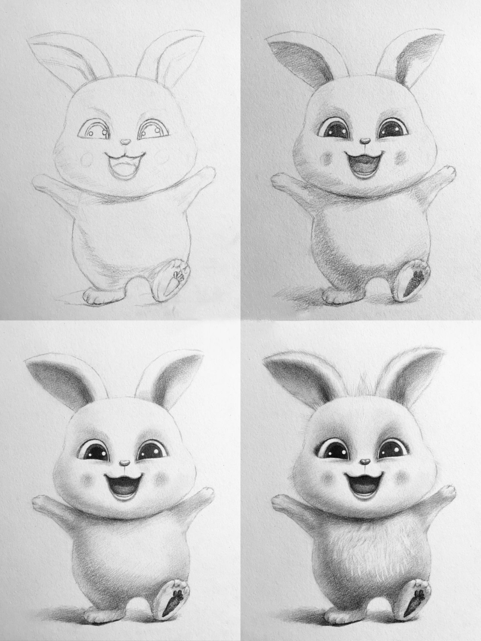 素描可爱兔子详尽步骤 素描兔子绘画,2b,4b,8b