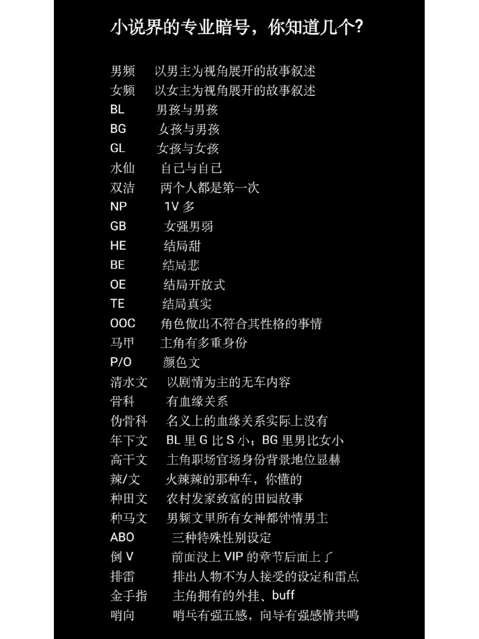 小说暗语你还知道哪些