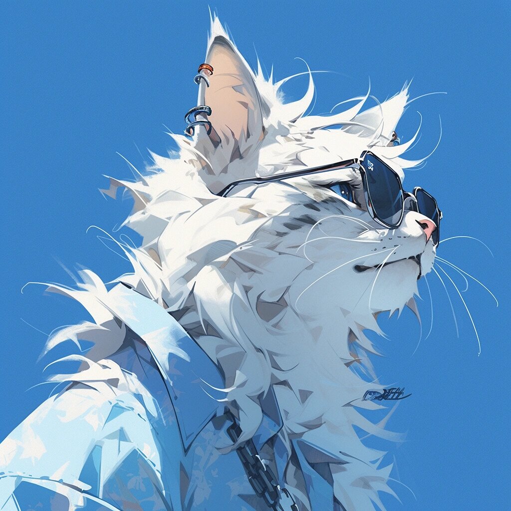 白色的缅因猫像只小白虎