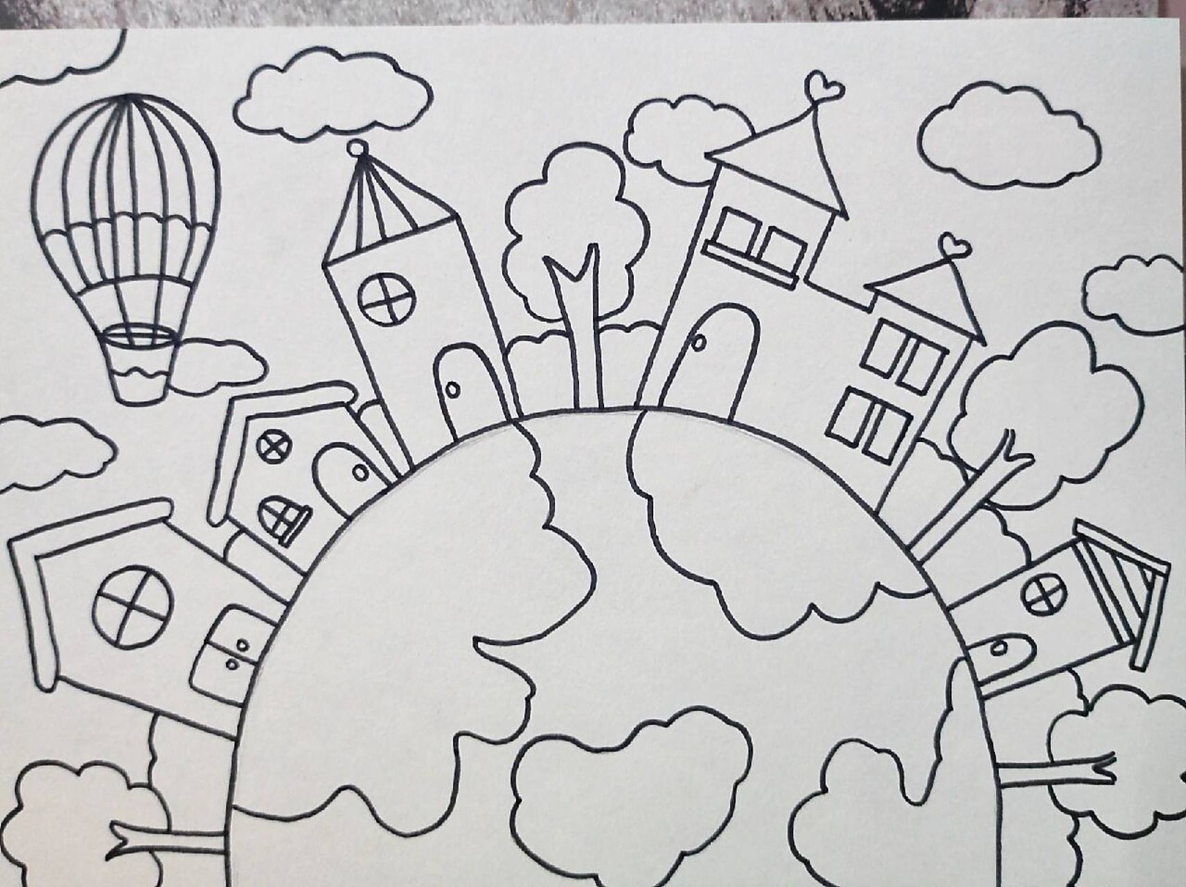 儿童画《地球村》(原创) 78绘画主题《地球新村》 78绘画工具