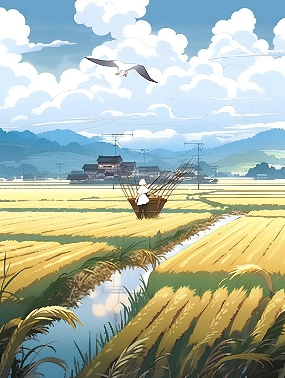 壁纸|稻香间 踏向田野,闻一闻稻香,听一听蛙鸣,吹一吹晚风.